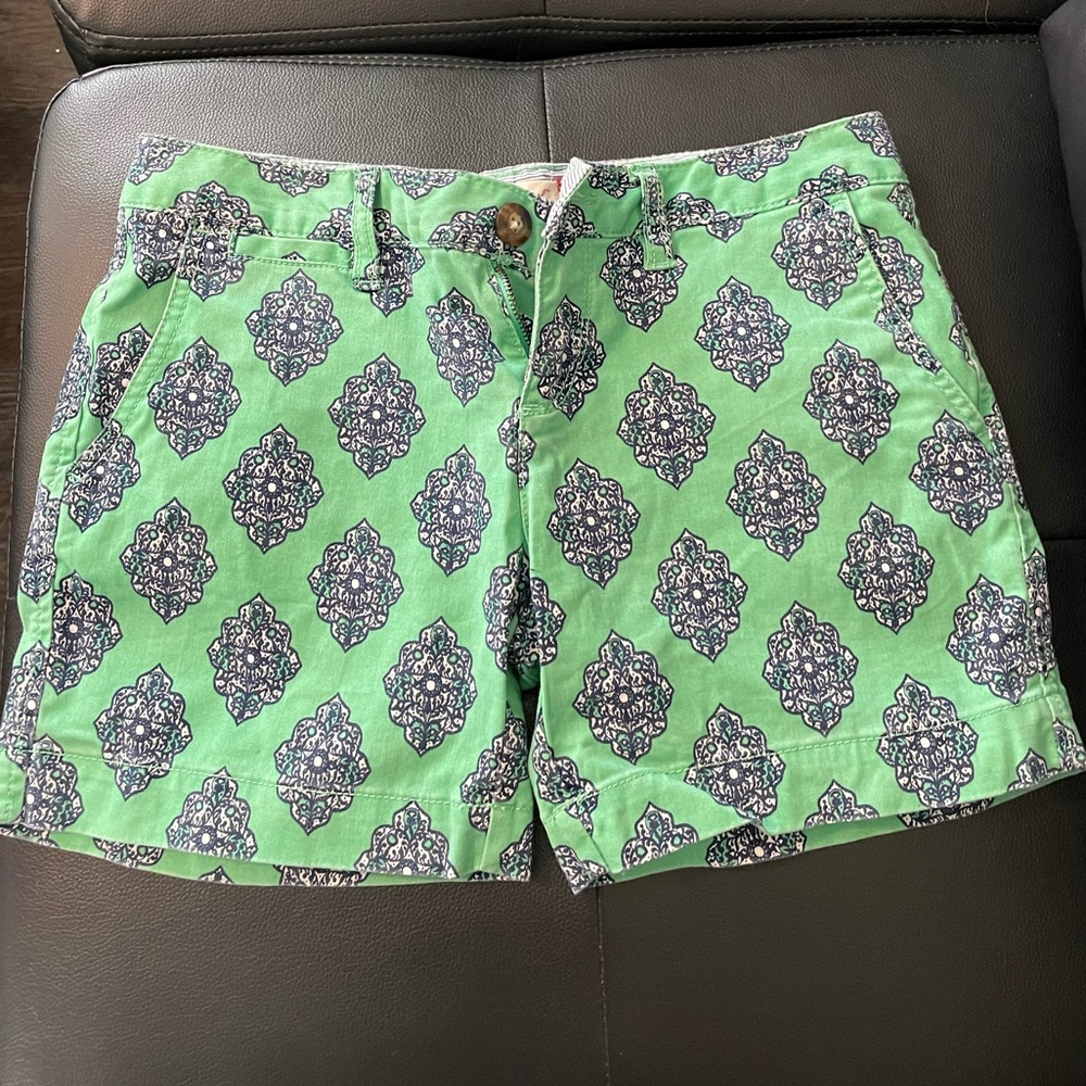 Red Camel Green and Black Patterned Women Shorts